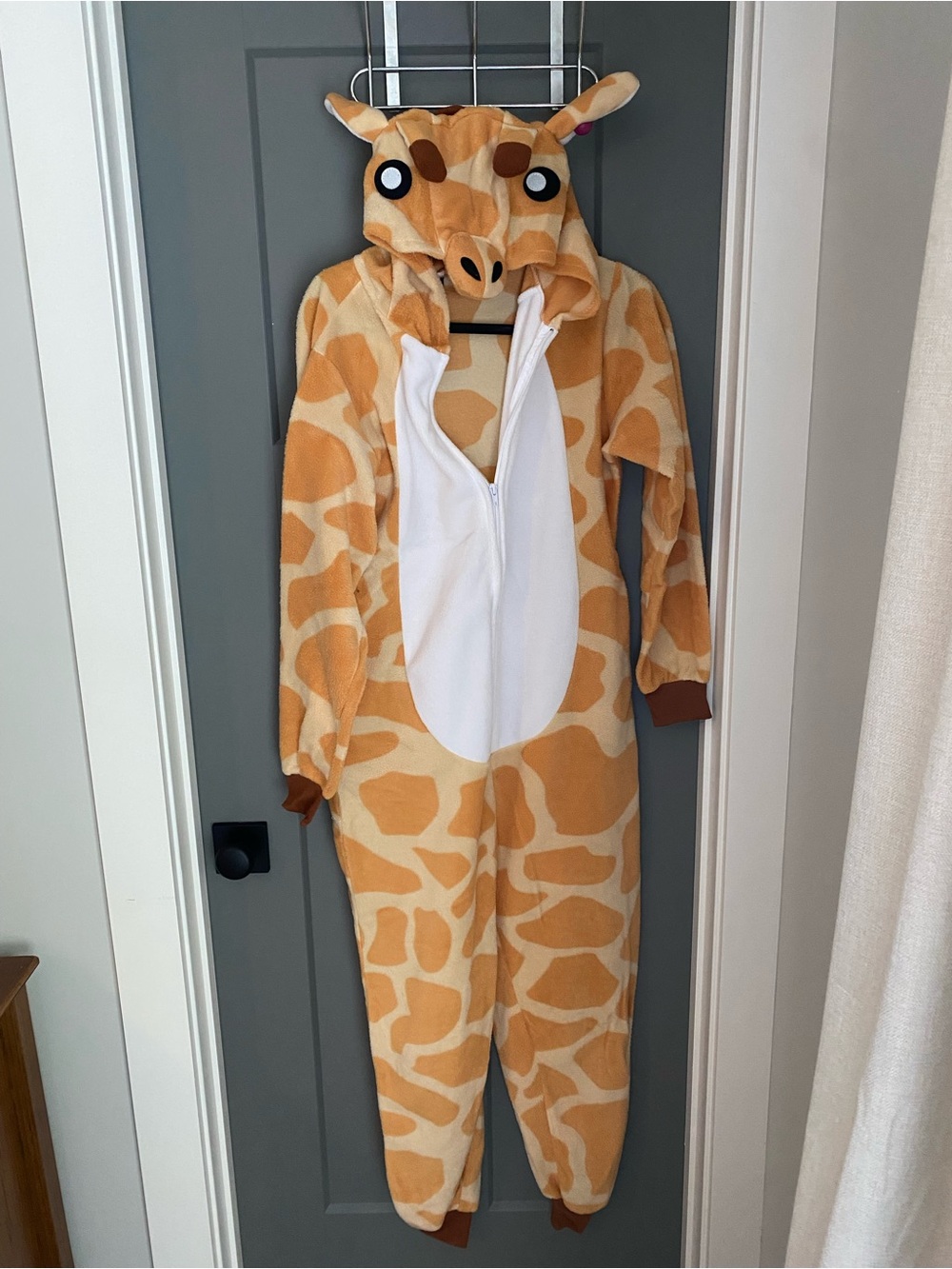 Giraffe Print Hooded Onesie - Women's Cozy Animal Jumpsuit